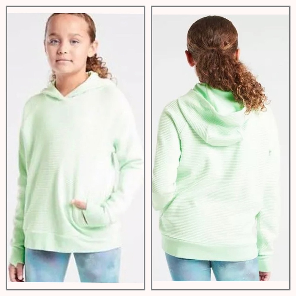 Athleta Girl Crunch Time Hoodie Sweatshirt Mint Sorbet Green Girls Sz 12 (L)